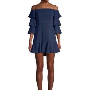 BCBGMaxAzria Ruffle-Sleeve Mini Dress, Size 6